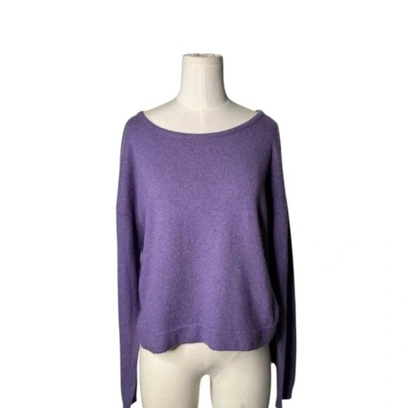 TALULA -Purple Knit Round Knit Cropped Sweater Viscose, Angora Blend & Cashmere - Picture 2 of 7